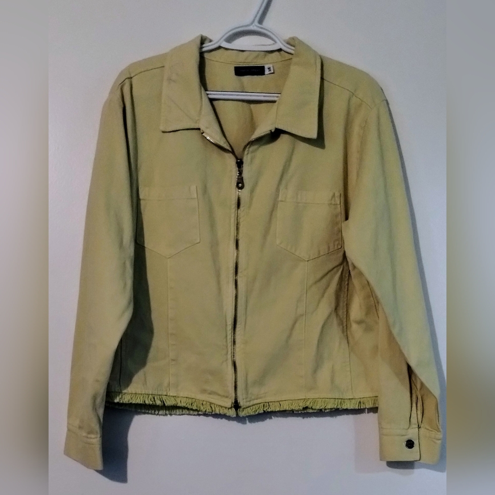 Boston Proper Yellow Utility Jacket with Classic Collar